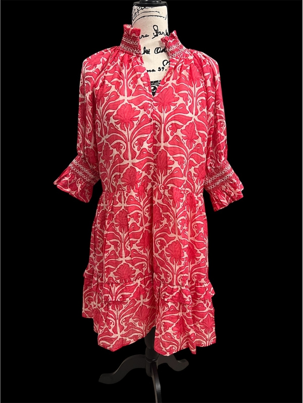 English Factory Guava Geo Floral Sarah Mini Dress Pink Cream Medium